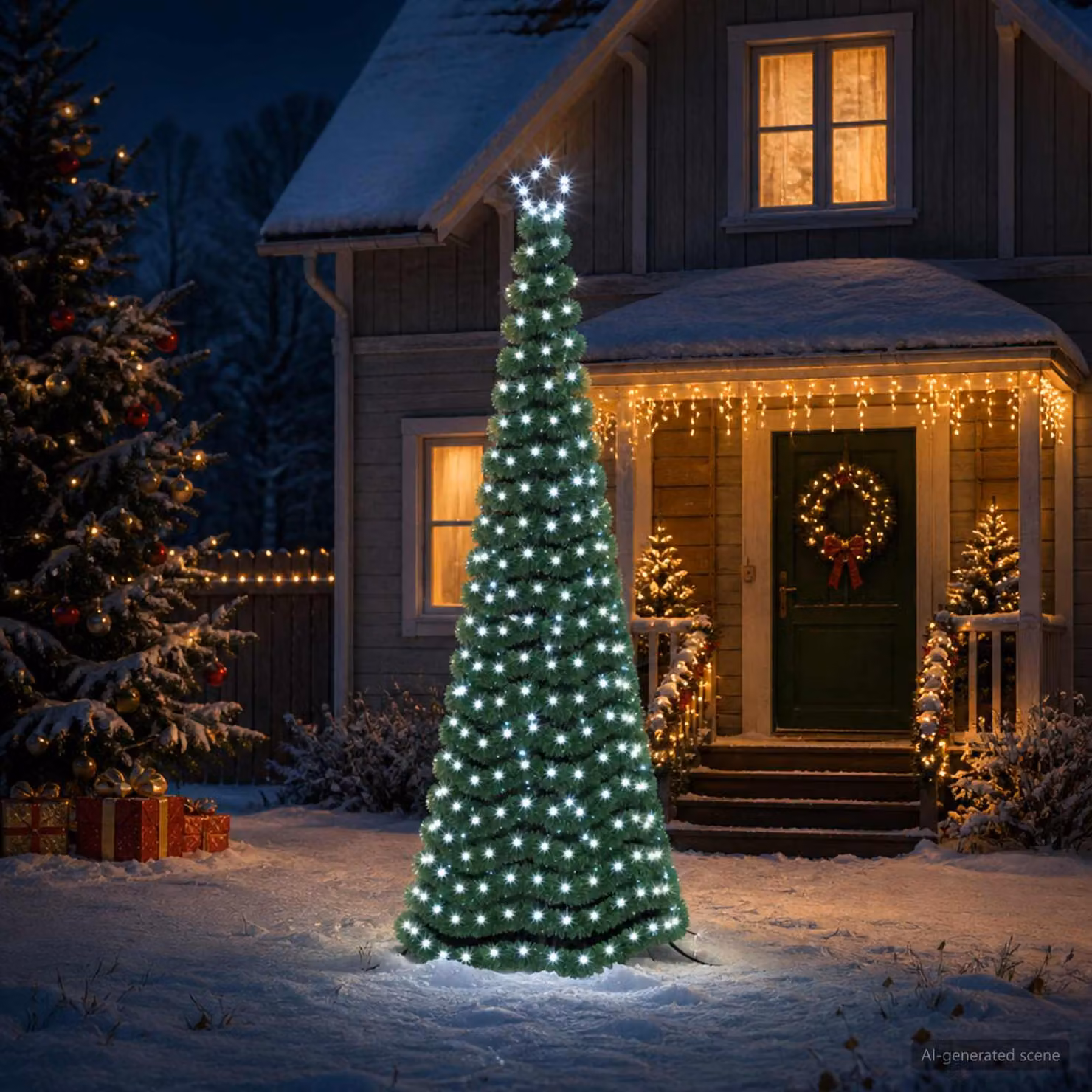 vidaXL Albero di Natale a LED in tinsel con picchetto EKENAS 250 cm