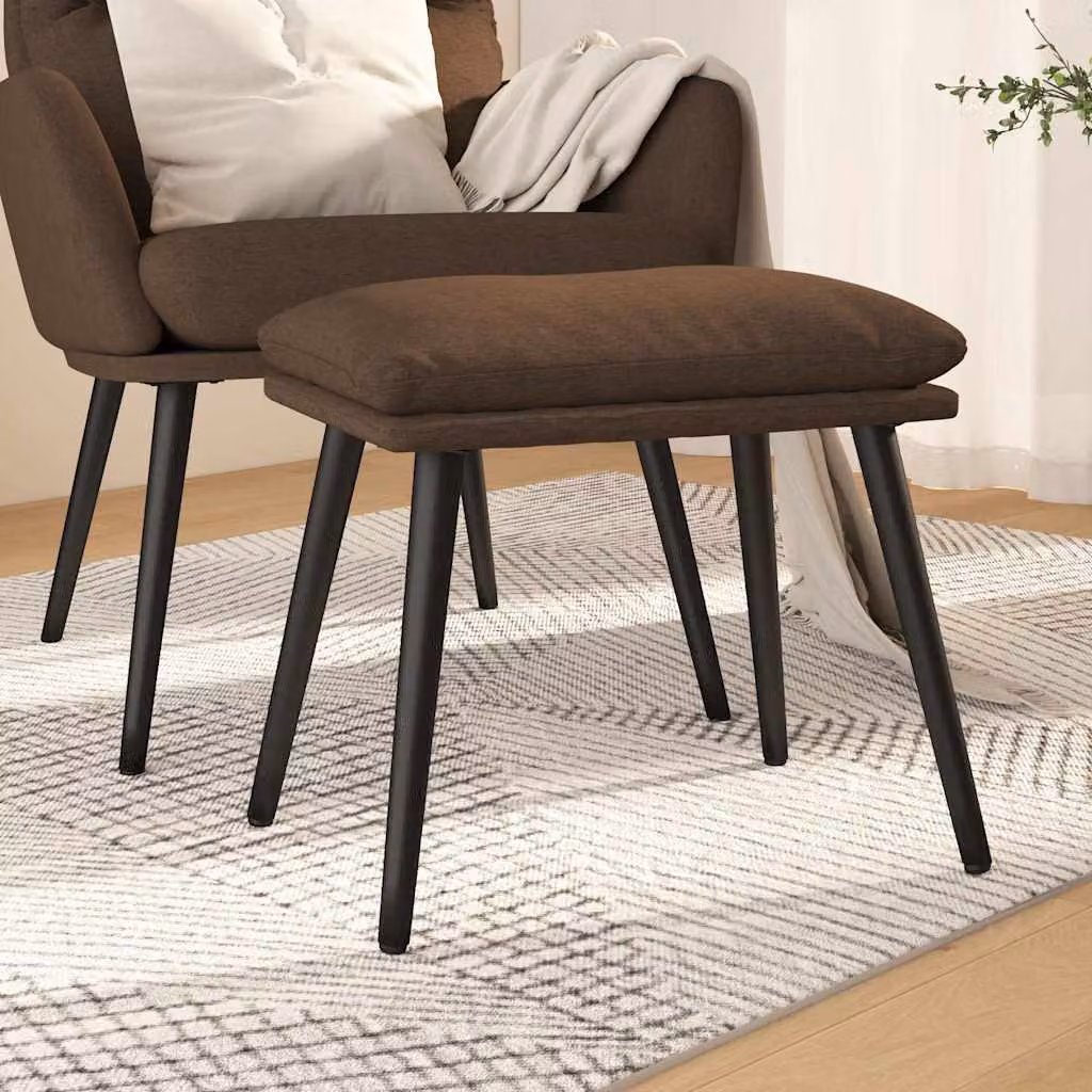 vidaXL Poggiapiedi Moderno in Tessuto Marrone con Struttura in Metallo L: 45 cm, P: 29,5 cm, H: 35 cm