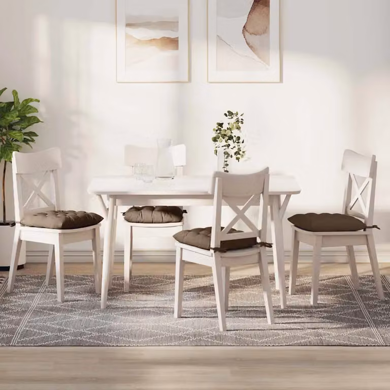 Set di 4 cuscini per seduta quadrati vidaXL in tessuto marrone, lavabili in lavatrice, L/P/H: 40 x 40 x 6 cm