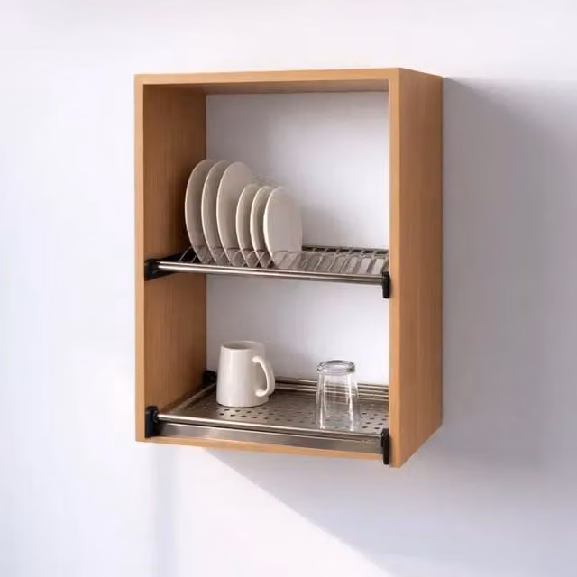 Pensile Scolapiatti Calandrelli in Legno di Faggio Beige H 72 x L 60 x P 33 cm