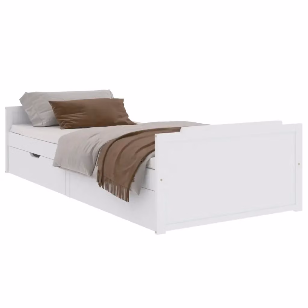 vidaXL Giroletto Bianco con Cassetti in Legno Massello di Pino 90x200 cm – 2