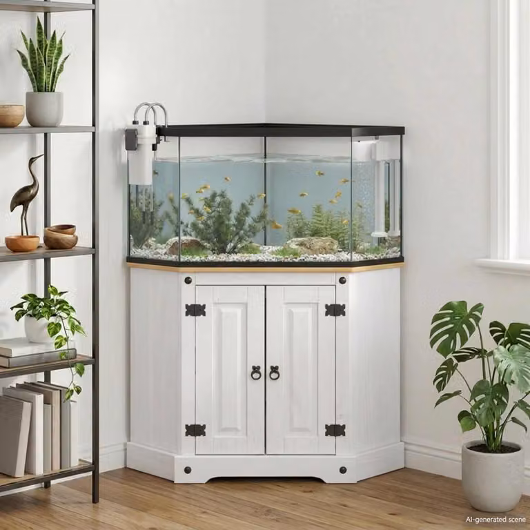 vidaXL Supporto per Acquario CORONA Bianco in Legno di Pino Cerato L/P/H: 70 x 70 x 73 cm