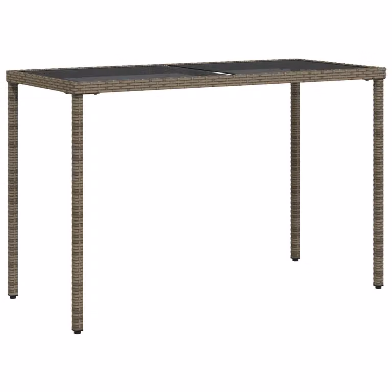 Tavolo da Giardino Piano in Vetro Grigio 115x54x74cm Polyrattan