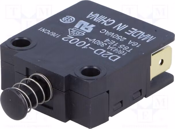 1 interruttore per porte, pos. 2, 16 A/250 V CA - NC, nero, D2D-1002, interruttore per porte