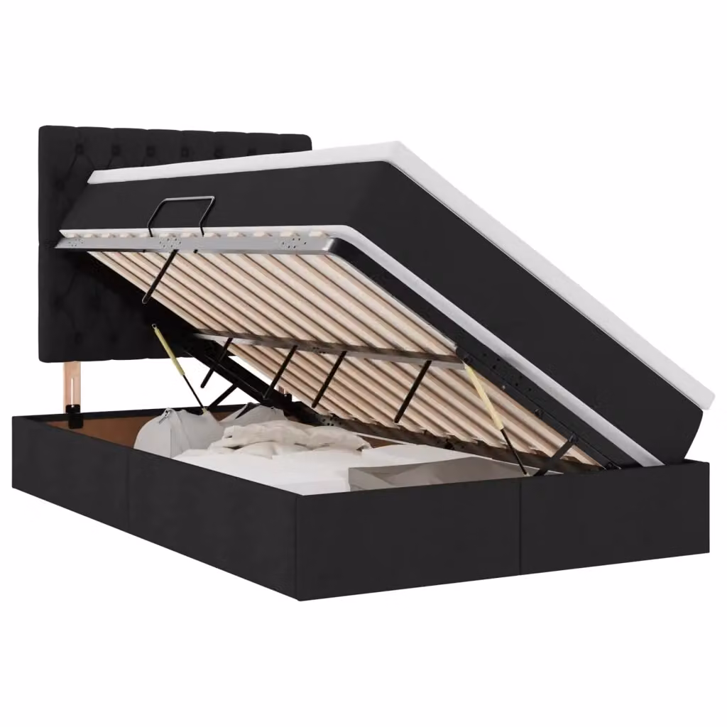 Letto con contenitore e materasso vidaXL in tessuto nero L 120 cm x P 200 cm, H 280 cm – 2