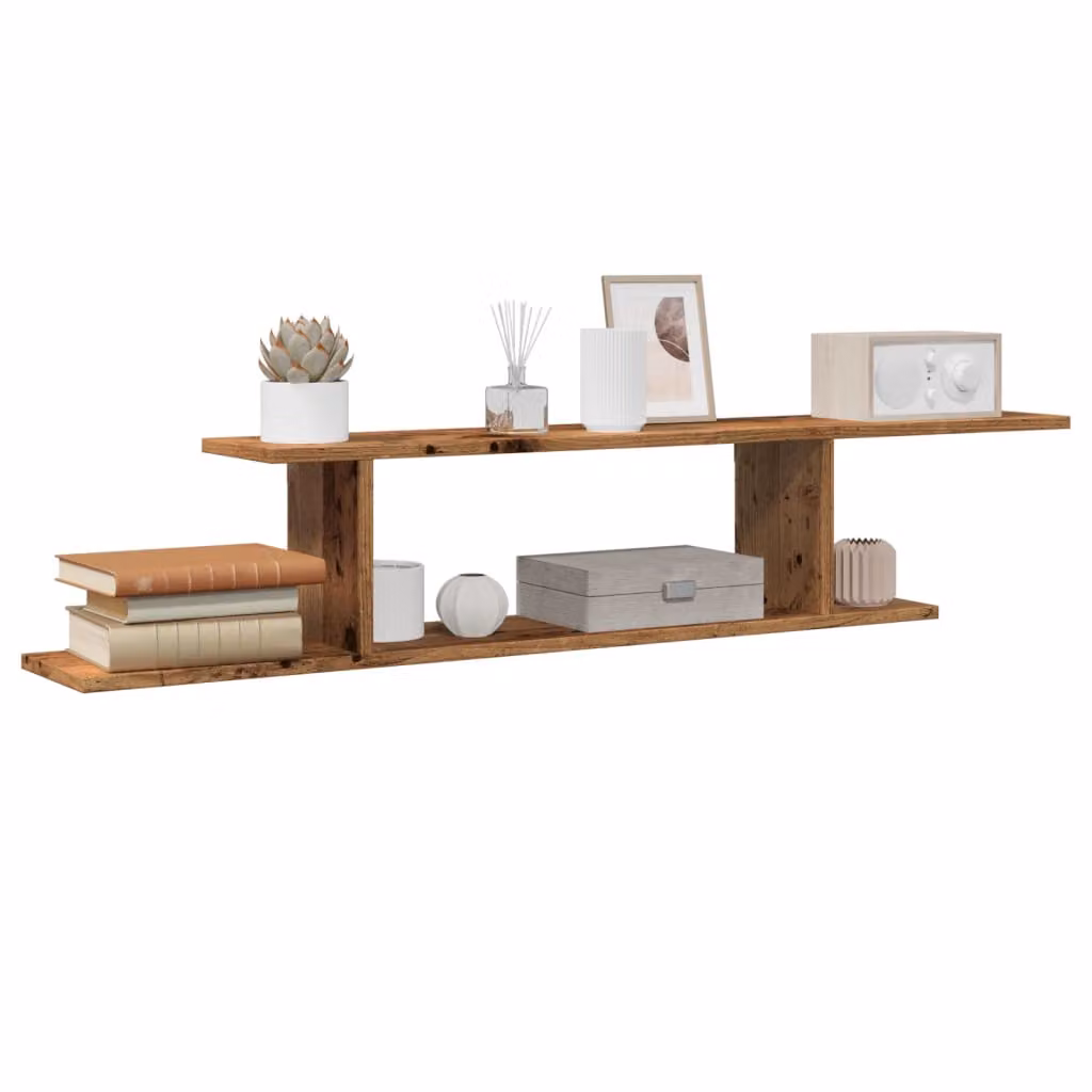 Scaffale TV da parete vidaXL in legno color marrone stile rustico L 125 cm x P 23 cm x H 18 cm