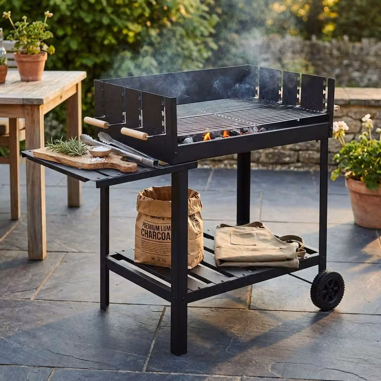 Milani Home - barbecue a carbonella, metallo, per grigliate outdoor, nero