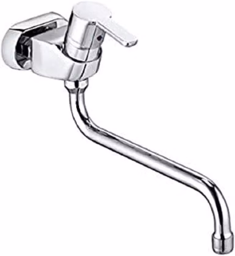 Miscelatore monocomando per lavabo, da montare a parete, diametro 45 mm, cromato, girevole