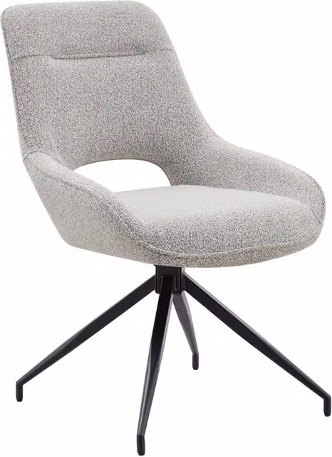 Set di 2 sedie da pranzo girevoli 87 cm tessuto grigio beige metallo nero