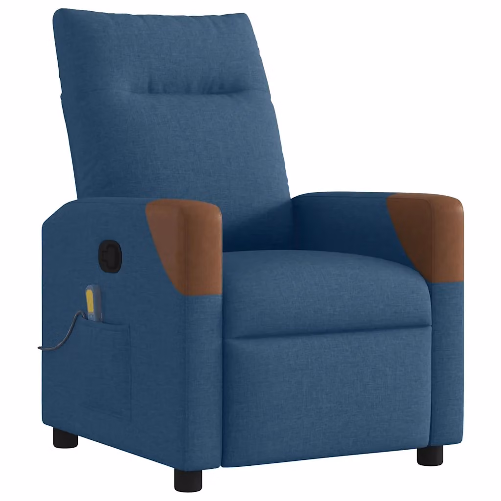 Poltrona Relax Reclinabile vidaXL in Tessuto e Finta Pelle Blu o Marrone con Braccioli e Reclinazione Manuale – 2