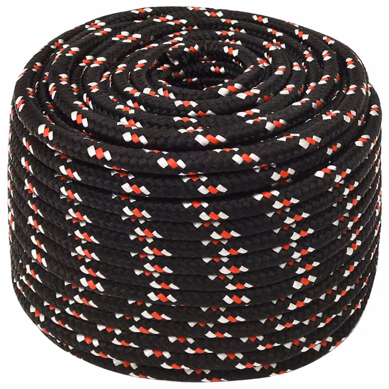 Corda multiuso vidaXL in plastica, Nero e Rosso, Diametro: 16 mm, Lunghezza: 25 m