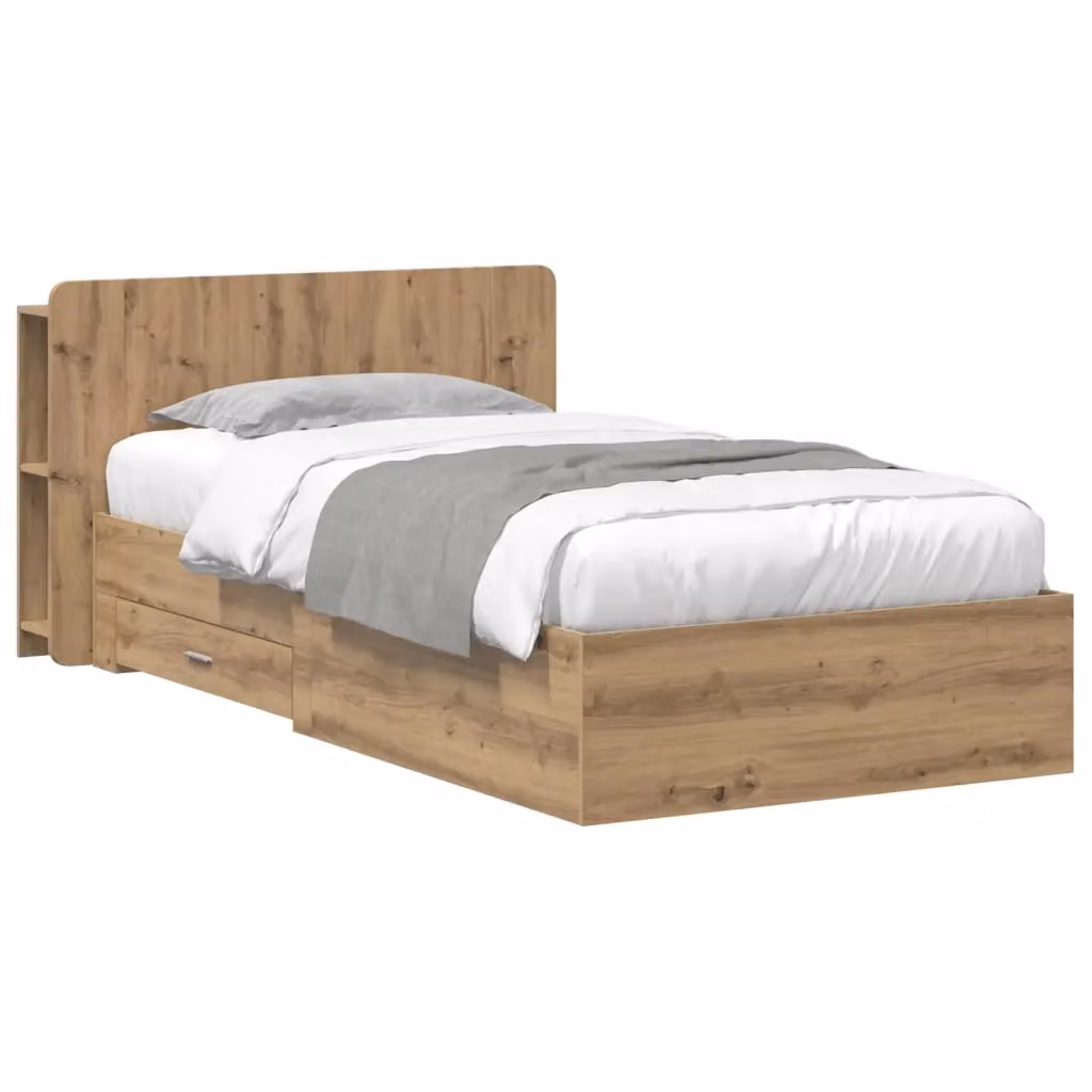 Letto con contenitore vidaXL in legno Rovere con cassetti L/P/H: 221.5 x 90 x 119.5 cm – 2