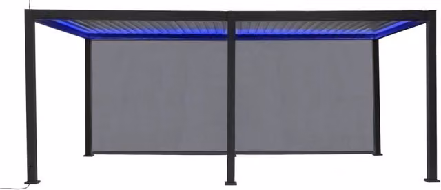 Pergola bioclimatica Sweeek in alluminio color antracite con illuminazione LED e 2 tende, L: 6 m, P: 3 m