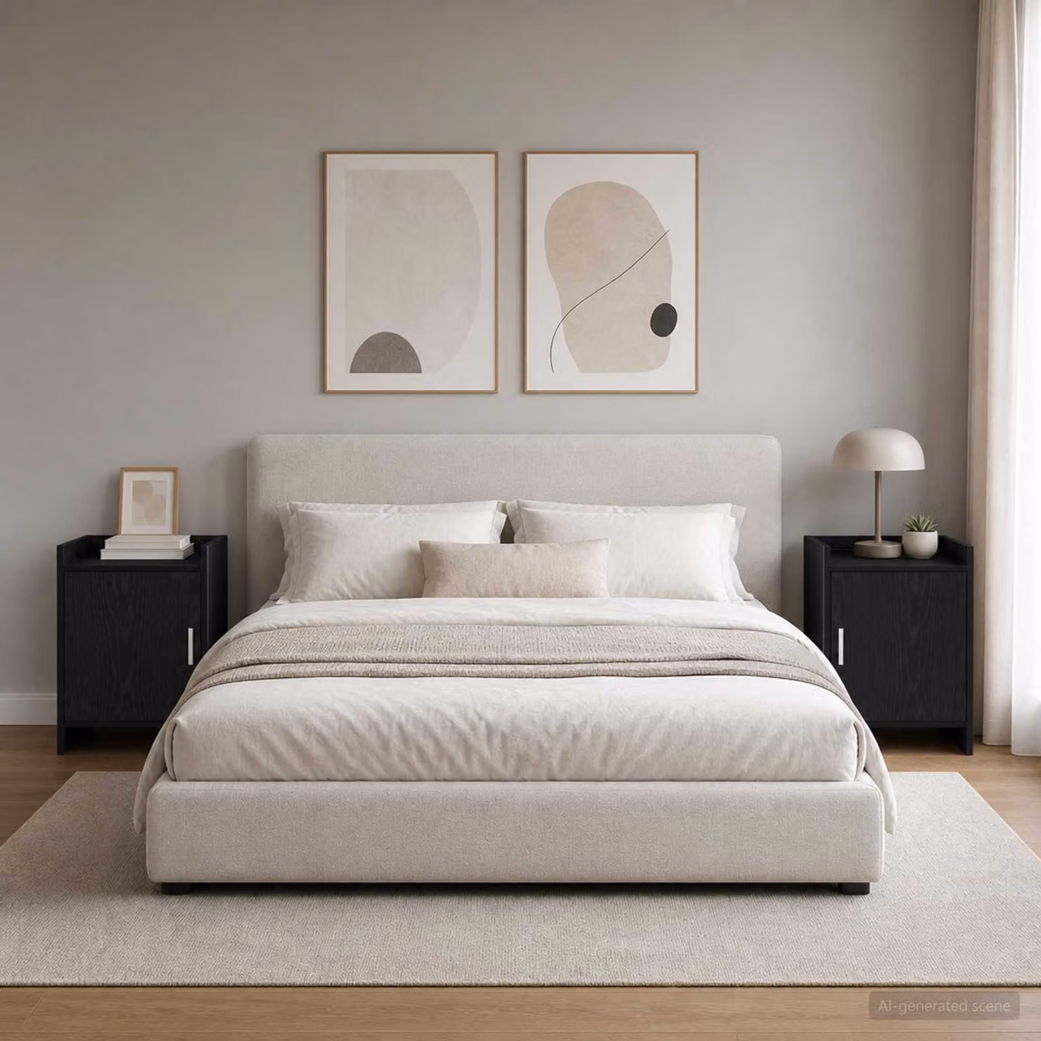 Set di 2 comodini moderni vidaXL in legno ingegnerizzato e metallo, colore nero opaco, L 40 cm x P 30 cm x H 60 cm