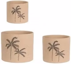 Set di 3 vasi tondi in ceramica JOELE beige per piante da tavolo