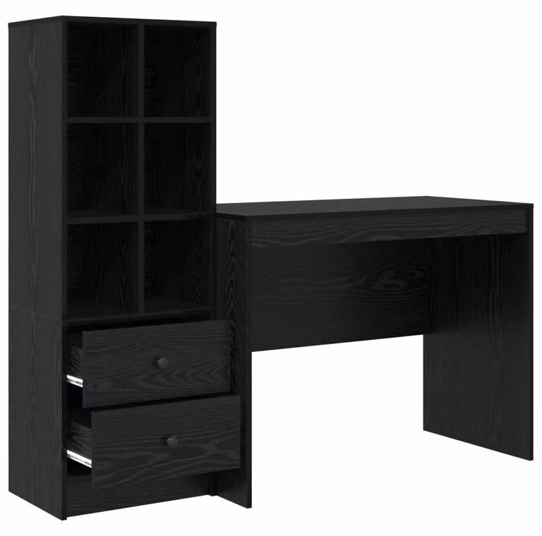 Scrivania con cassetto 2 pcs Rovere Nero