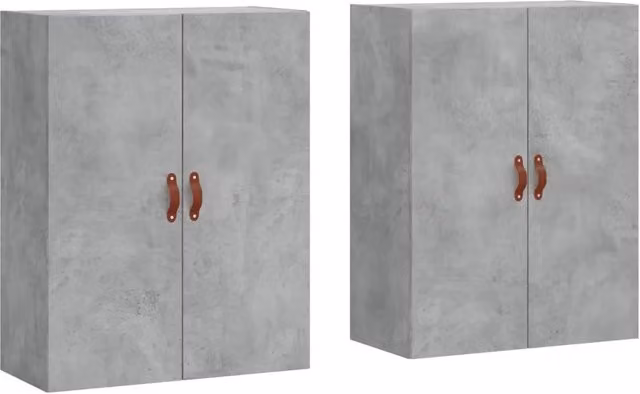 Set di 2 armadietti da parete design pratico portaoggetti 69,5 x 34 x 90 cm in legno multistrato grigio cemento 02_0055345