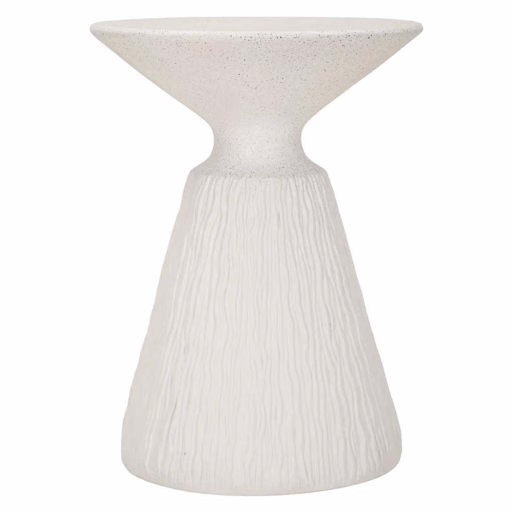Tavolino da salotto Gakamota moderno in ceramica bianca con piano rotondo, L/P/H: 47 x 47 x 47 cm – 2