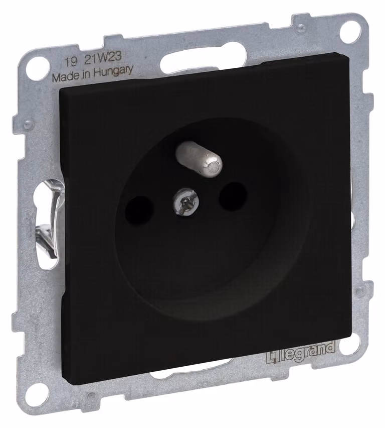 Presa Legrand SEANO standard francese/belga, morsetti a innesto, con protezione anti-contatto rinforzata, nera, 765380