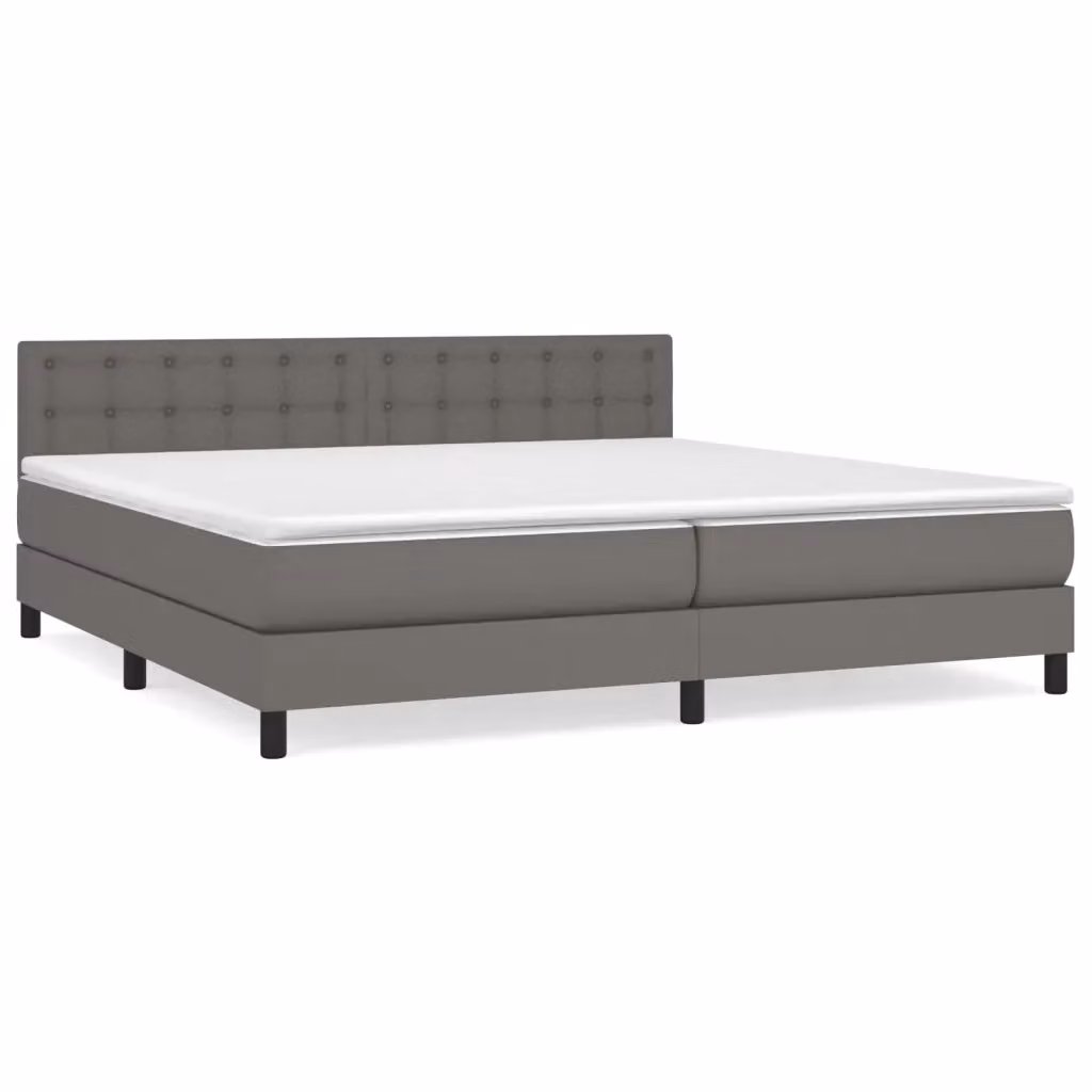 Letto a molle con materasso ibrido vidaXL in similpelle grigio e bianco L/P: 200 x 200 cm – 2