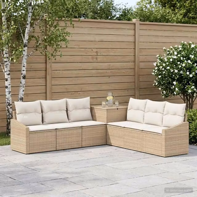 Set di divani 7 pz Beige e Bianco Crema 123 x 62 x 69 cm 3448748