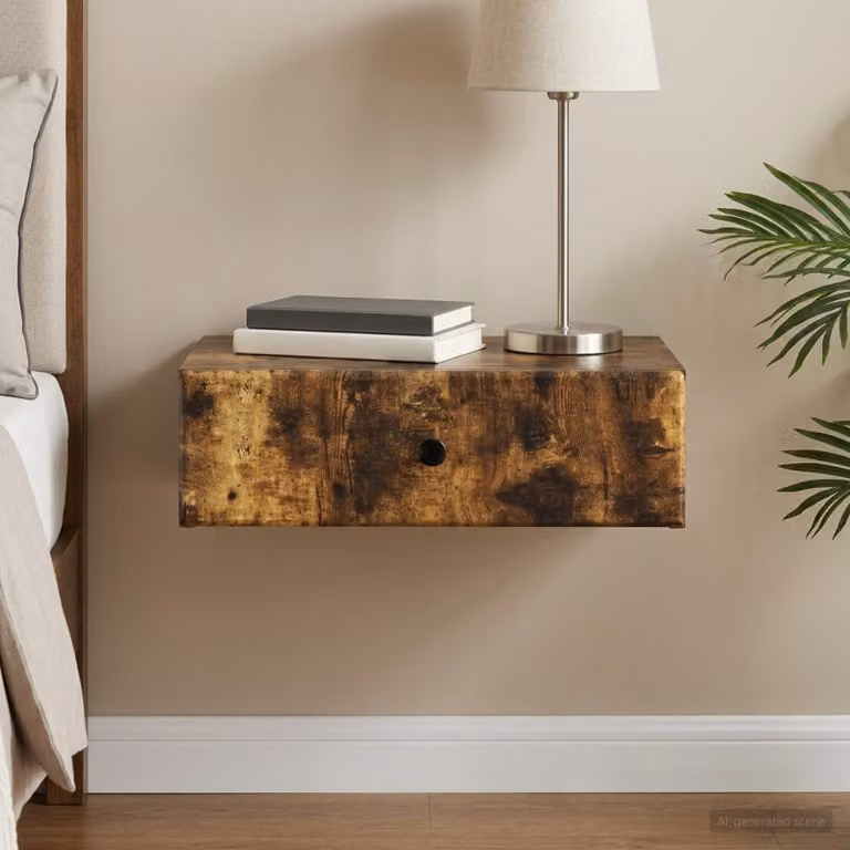 vidaXL Tavolino da Parete Laterale in Rovere Fumo, L 59 cm x P 34,5 cm x H 17 cm