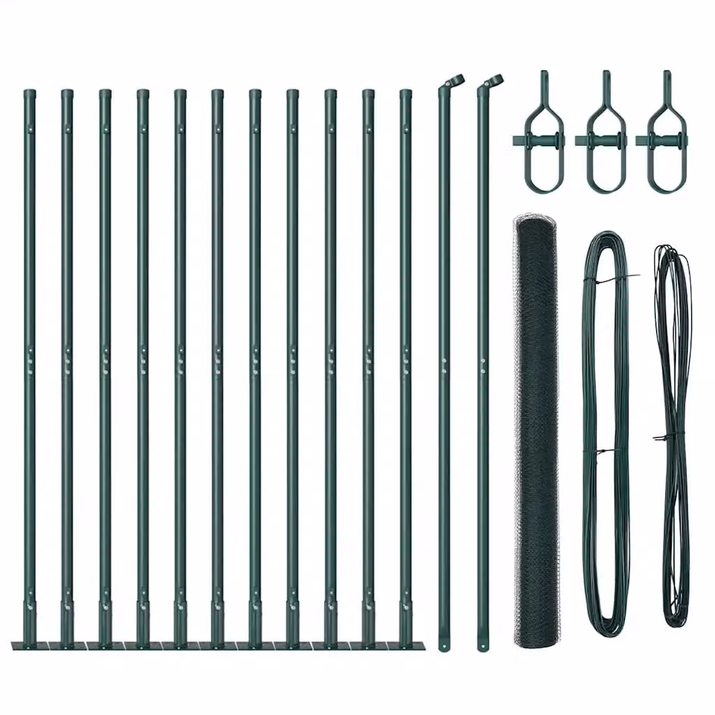 Palo per recinzione VIDAXL in acciaio e PVC verde, forma tonda, L: 25 m, H: 1,6 m – 2
