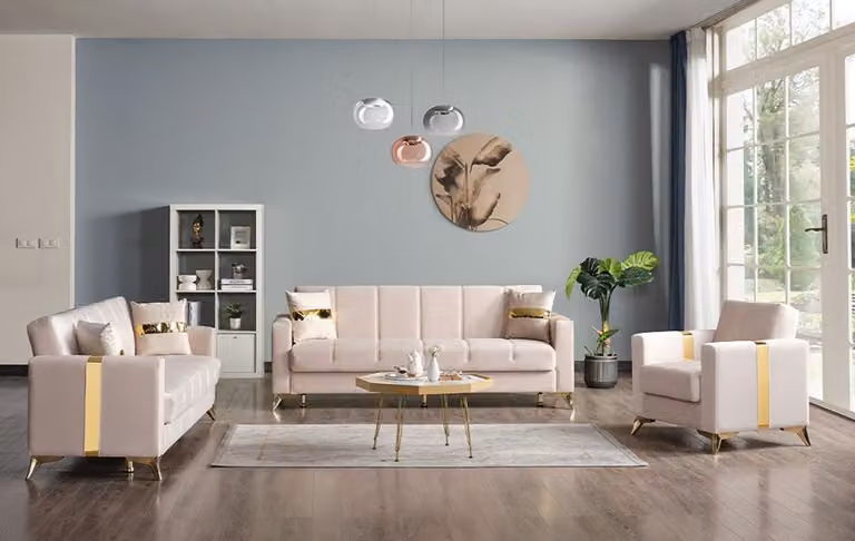 Hochwertig Sofagarnitur Beige 3 2 Sitzer Garnitur Moderne Sofa 1 Sitzer Möbel
