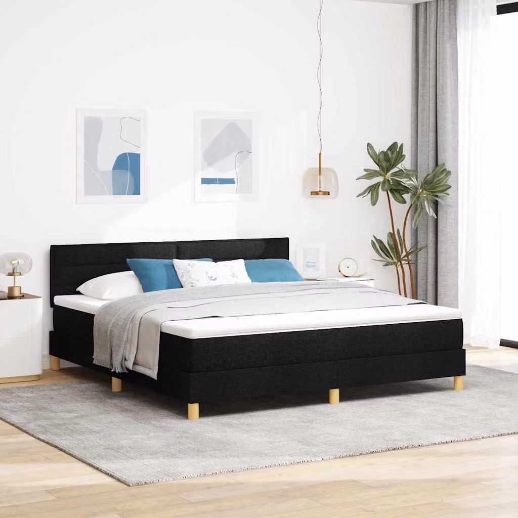 Maison Exclusive - Letto boxspring con cuscini, nero, 180 x 200 cm, tessuto