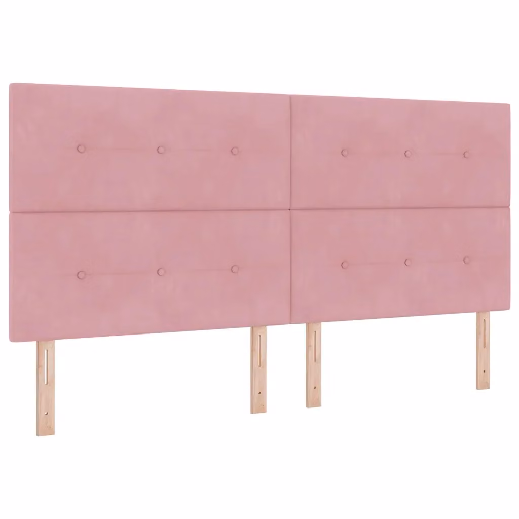 Letto moderno vidaXL in velluto rosa con illuminazione LED sottostante, L: 200 cm, P: 200 cm, H: 203 cm – 2