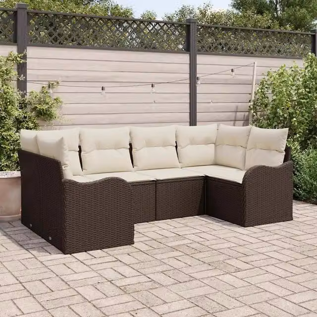 Set Divano da Giardino 6 pz Marrone polyrattan 3345838