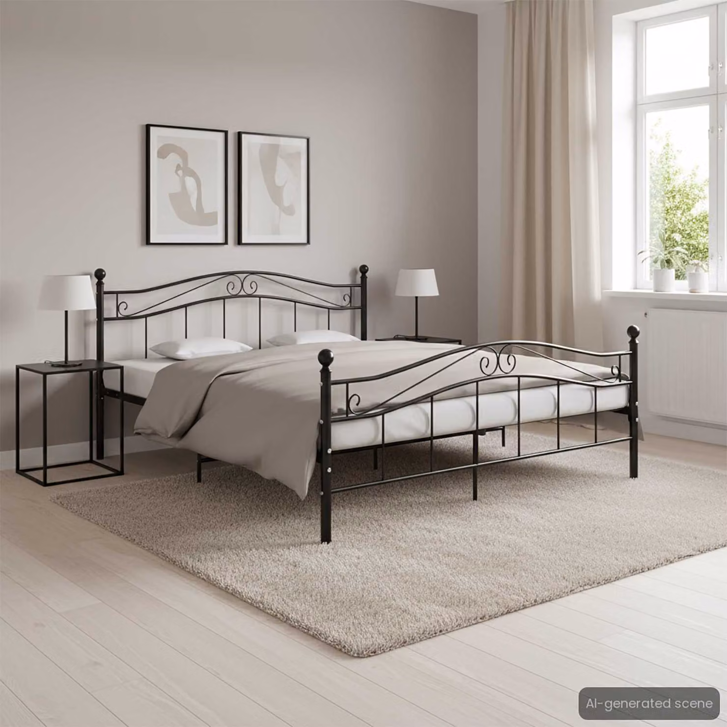 vidaXL Giroletto Nero in Metallo 200x200 cm