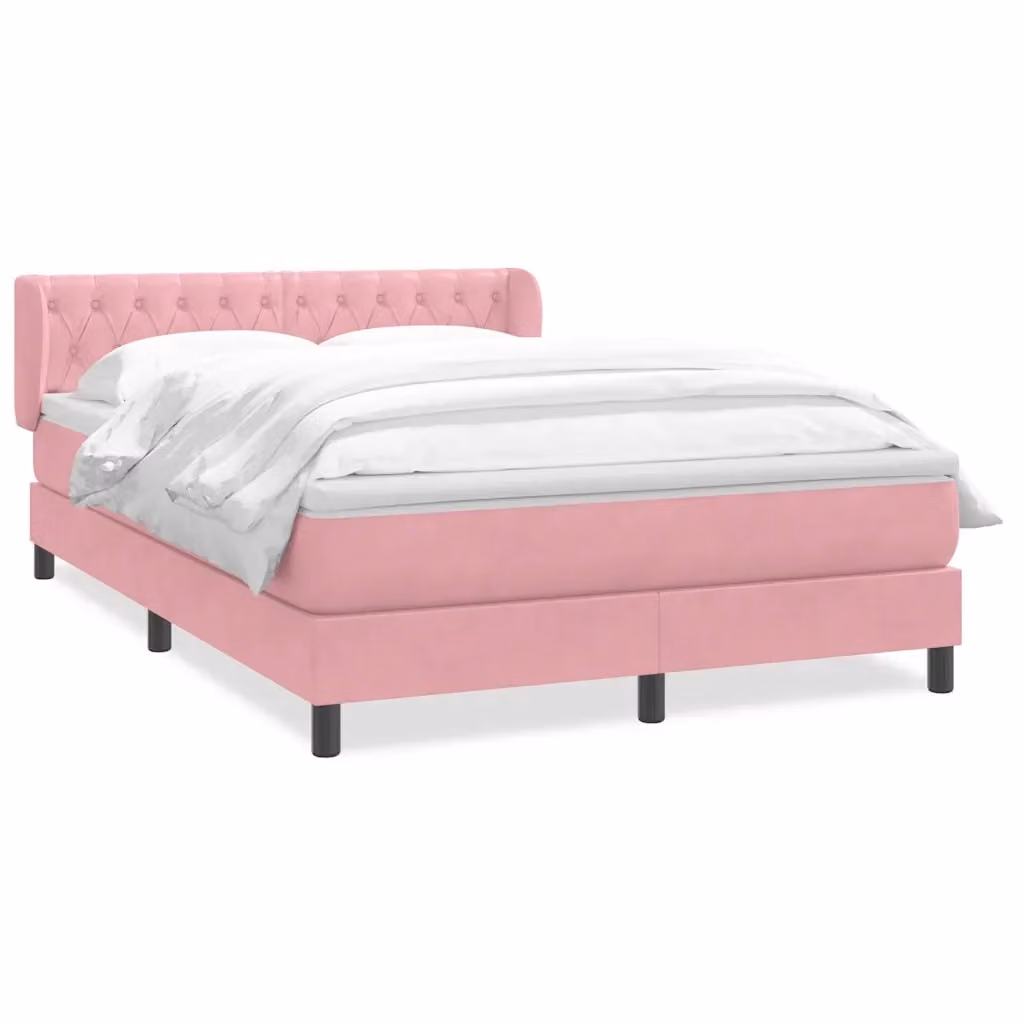 Letto Ibrido con Giroletto a Molle e Materasso in Velluto Rosa e Bianco vidaXL L/P/H: 140 x 210 x 88 cm – 2