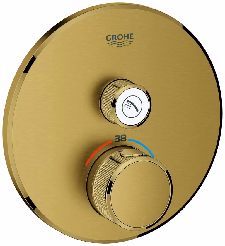 Thermostat Grohe Grohtherm SmartControl avec une vanne d'arrêt, rosette murale ronde, 29118GN0, 29118GN0