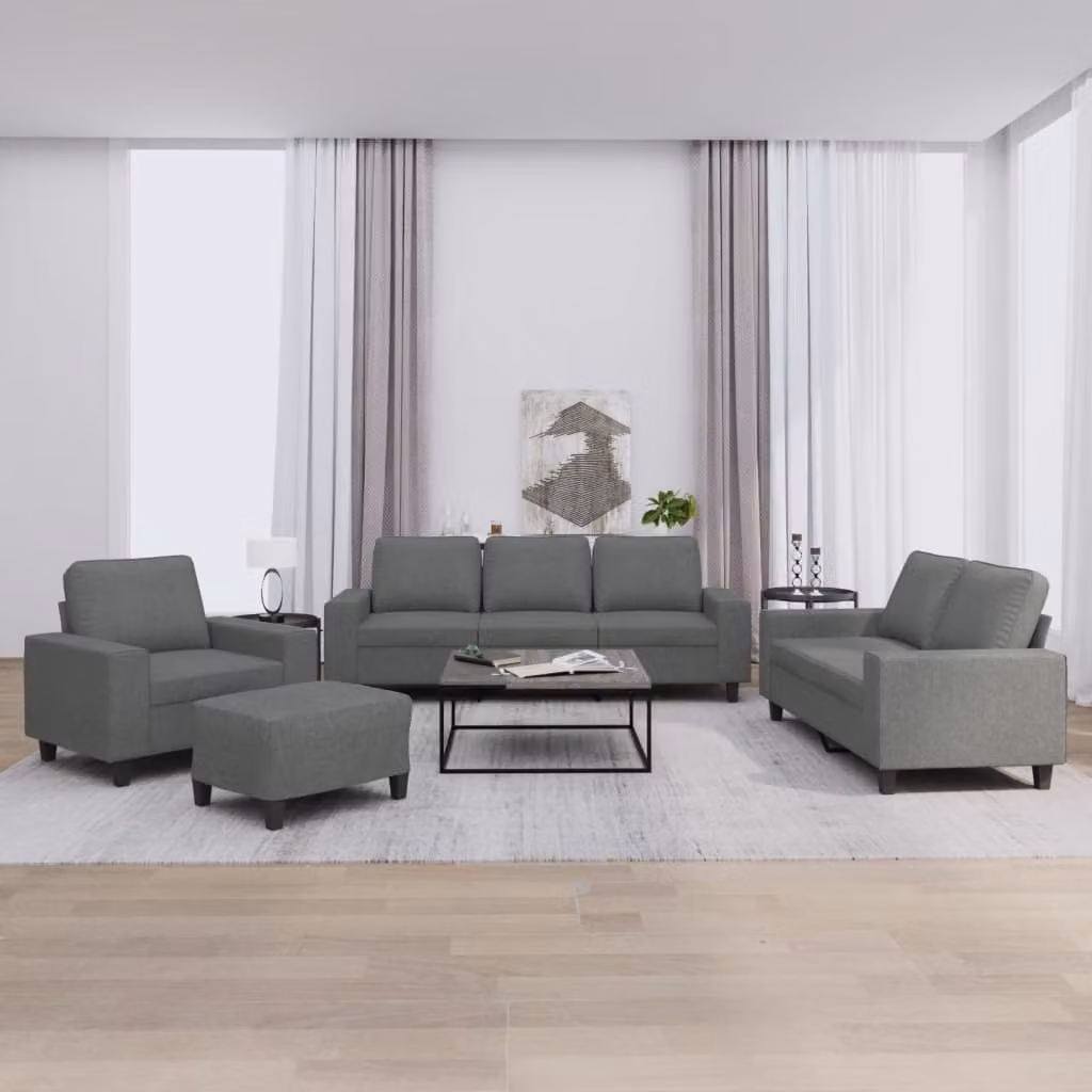 Maison Exclusive - Set divano 4 pezzi in tessuto grigio scuro