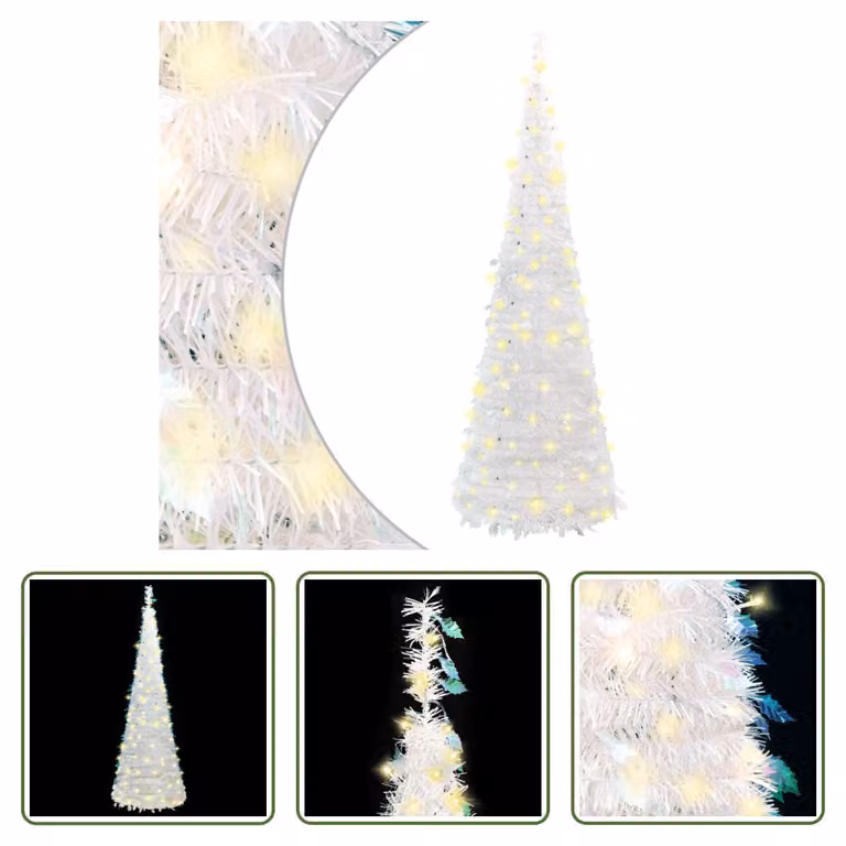 The Living Store Albero di Natale Pop-Up Artificiale 200 LED Bianco 210 cm