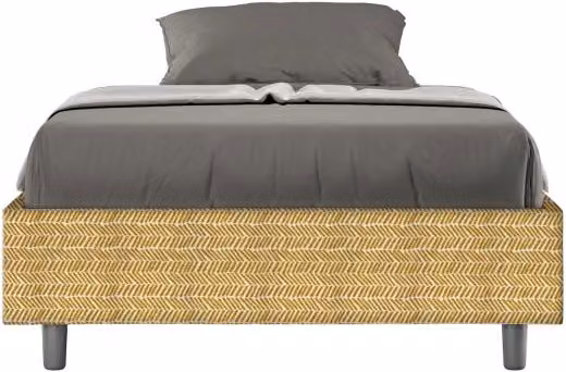 Letto Sommier imbottito 1 piazza e mezza 120x200 cm tessuto Aragona Azelia - Senza rete,Giallo
