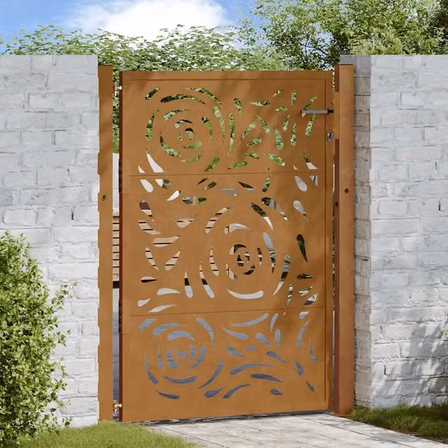 Cancello da giardino 100x125 cm con design a fiamma 4100995