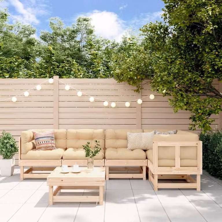 Maison Exclusive - Set Divani da Giardino 6 pz con Cuscini in Legno Massello