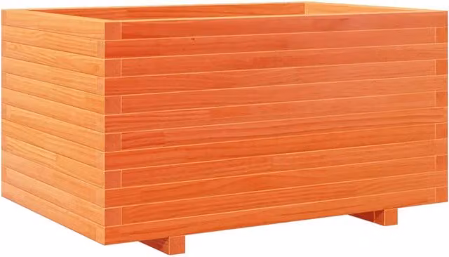 Fioriera rialzata in legno di pino massiccio marrone per giardino e orto, L 90 cm x P 60 cm x H 49,5 cm