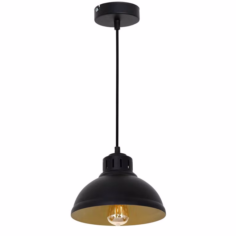 Lampada a sospensione Sven nero opaco-oro opaco 1xE27x15W metallo dim.: 100x21x21 cm IP20 Luminex