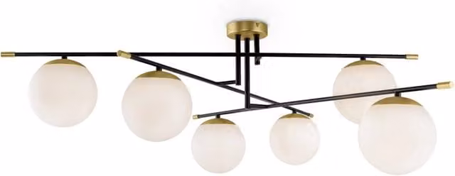 Plafoniera Maytoni Nostalgia ottone 6 luci sfere vetro