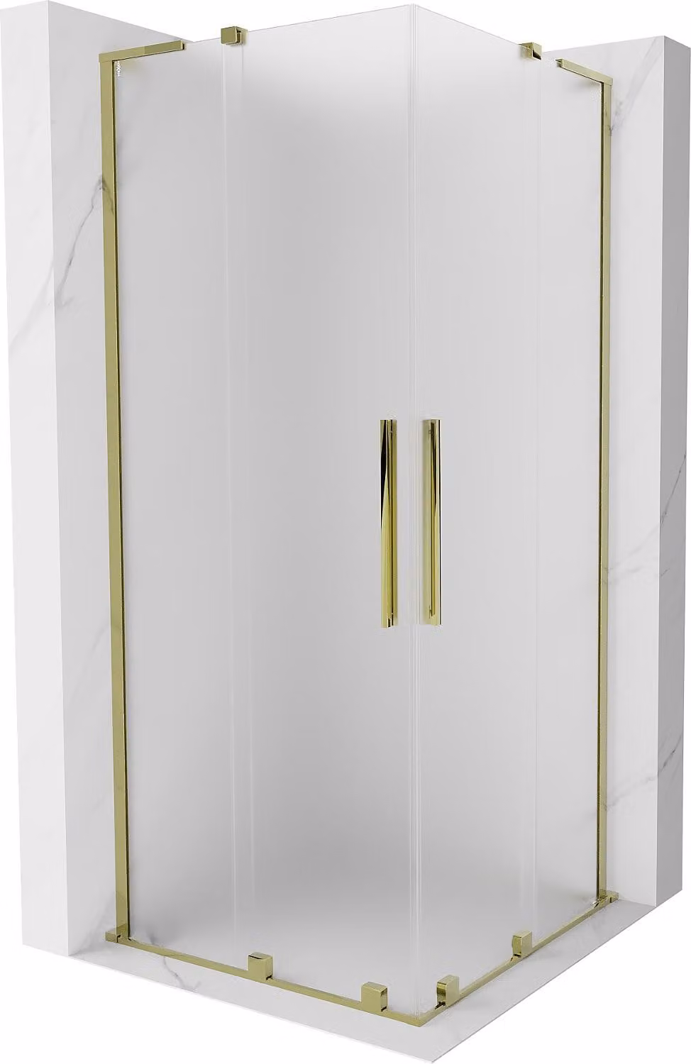 Mexen Velar L Duo cabina doccia scorrevole 90 x 90 cm, smerigliato, oro - 871-090-090-02-33-50