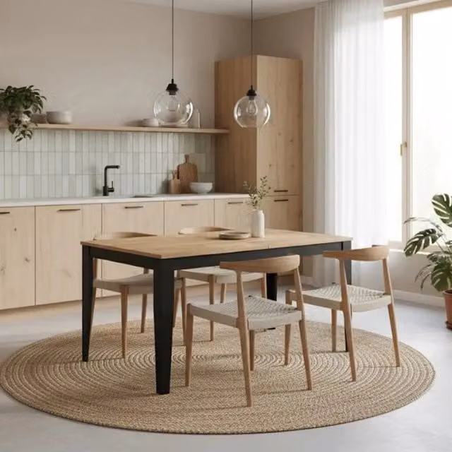 Tavolo da pranzo allungabile Moon Duzzle effetto rovere naturale, L: 130-290 cm, P: 80 cm, H: 76 cm – 1