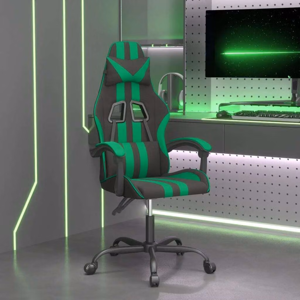 The Living Store Sedia da gioco girevole in ecopelle nera e verde