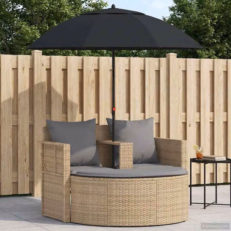 Set da giardino vidaXL in polyrattan 8 pezzi con cuscini beige e grigio chiaro