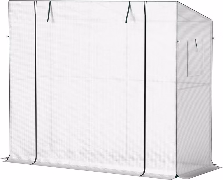 Serra con porta scorrevole, 2 finestre, serra in pellicola resistente all'inverno in acciaio, serra per balcone, giardino, serra per pomodori con protezione UV 200x76x170cm serra per pomodori per fiori di ortaggi, bianca