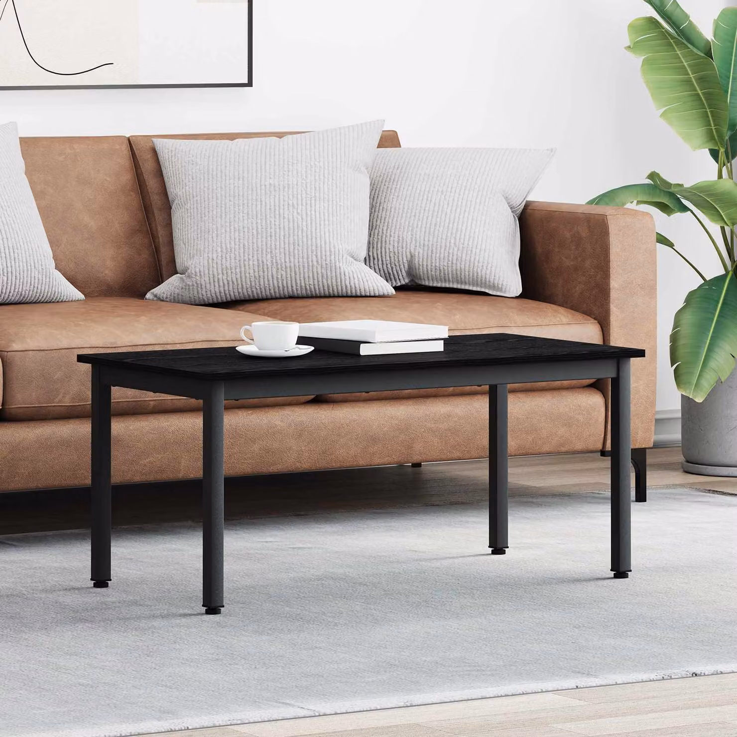 Tavolino da salotto moderno vidaXL in rovere e nero L/P/H: 100 x 50 x 45 cm