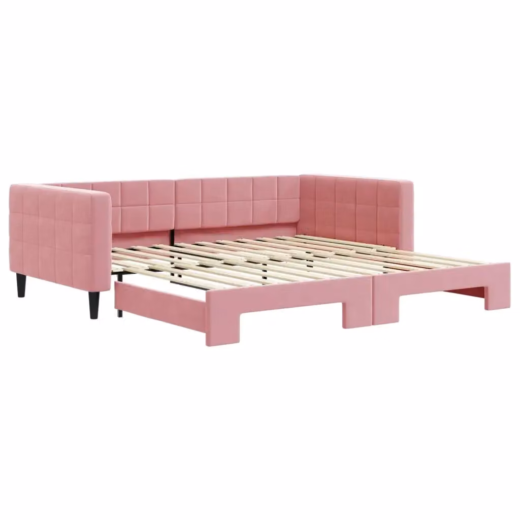 Divano Letto con Letto Estraibile vidaXL in Velluto Rosa L: 223 cm, P: 110 cm, H: 68 cm – 2