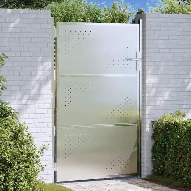 Cancello singolo da giardino vidaXL in acciaio inox color argento, L: 85 cm, H: 144 cm – 1